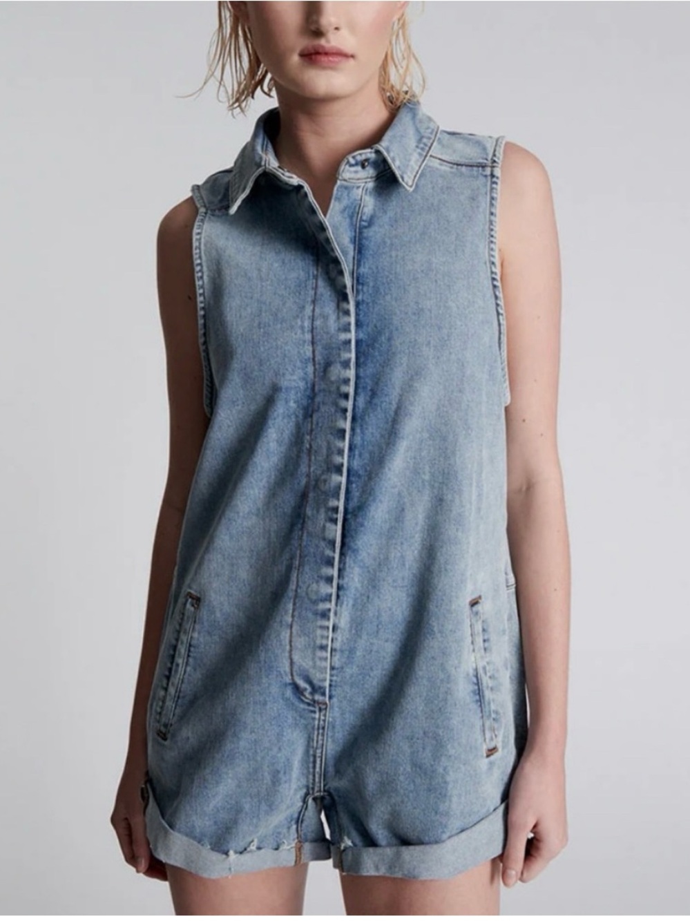 One Teaspoon Hendrixe Mini Braxton Denim Romper Playsuit NWT
